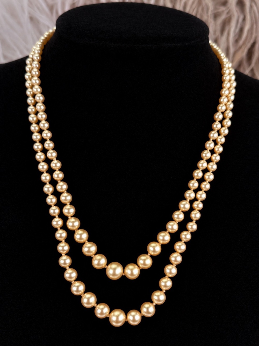 Vintage Real Pearl Double Strand Necklace Sterling Silver England Clasp